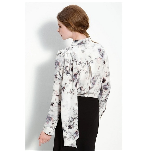 Leith Ivory Abstract Print Wrap Around Silk Blouse - Picture 2 of 9